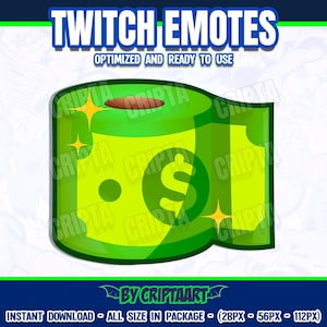 Dollar Money toilet Twitch Emote, Rijk, Kanaalpunten / Streamer Graphics, Discord, Kick, Youtube, Tiktok