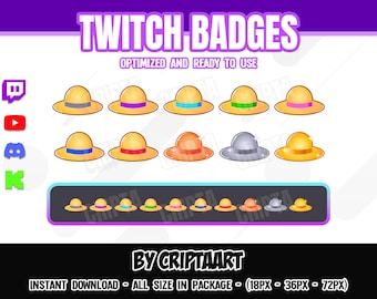 Hat Twitch Sub Badges for Discord, Kick & YouTube - Anime Streaming Badges, Subscribers