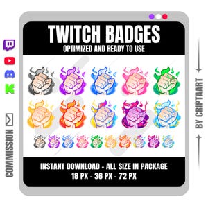 Epic Anime Power Fist Sub Badges | Glow Aura Punch Evolution Pack | Fighting Spirit Streamer Assets | Manga Style Level Up Badges for Twitch