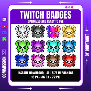 Mouse Sub Badges | Cute Bit Badges | Streaming Graphics | Twitch, YouTube, Kick, Tiktok, Discord, Facebook