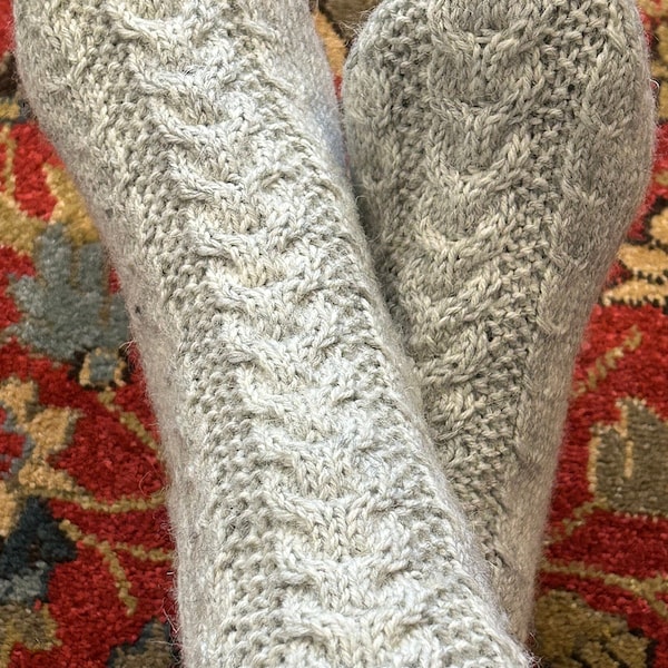 Elegant Knitted ankle length Cable Socks.
