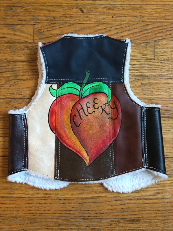 Kids Unisex Hand Painted Leather Vest Cheeky Etsy