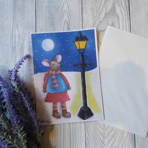 Carte de souris, carte de vœux de souris, carte d’art, carte d’art, peinture de souris, peinture d’hiver, souris d’hiver, illustration de souris, carte de souris mignonne