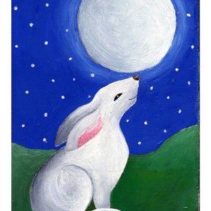 Hase Giclée Druck, Hase Malerei, Mond Blick Hase, pagan Kunst, Wicca Kunst, Mond Kunst, Hase Druck, Hase Kunst, Lunar Hase, Whimsical Hare