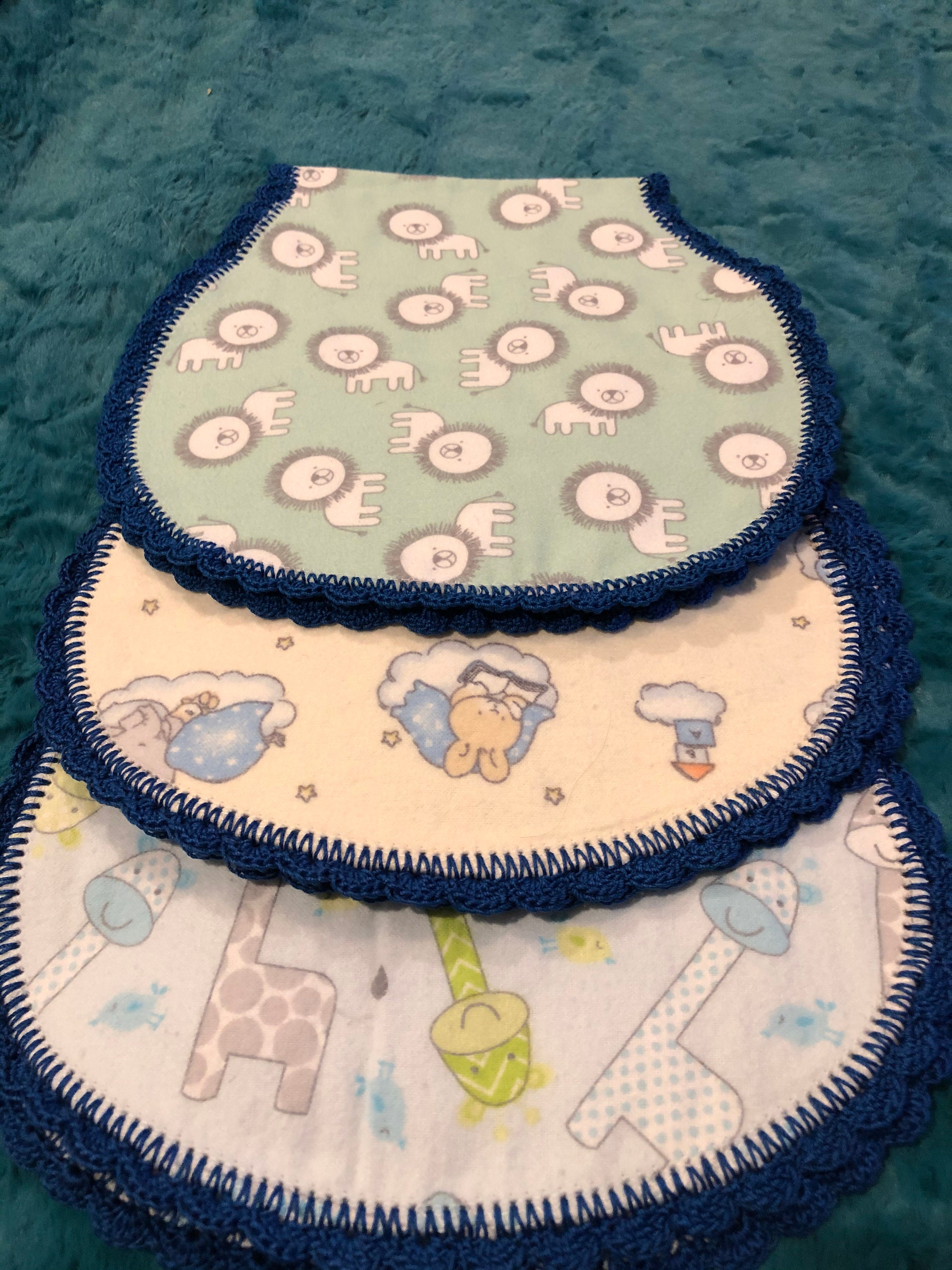3 Handmade Crochet Edge Burp Cloth Etsy