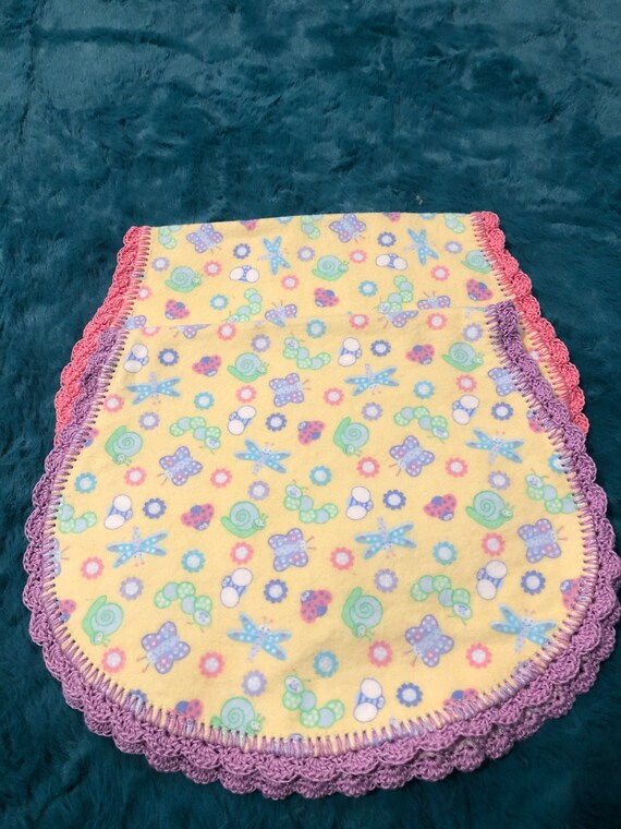 2 Handmade Crocheted Edge Burp Cloths Etsy