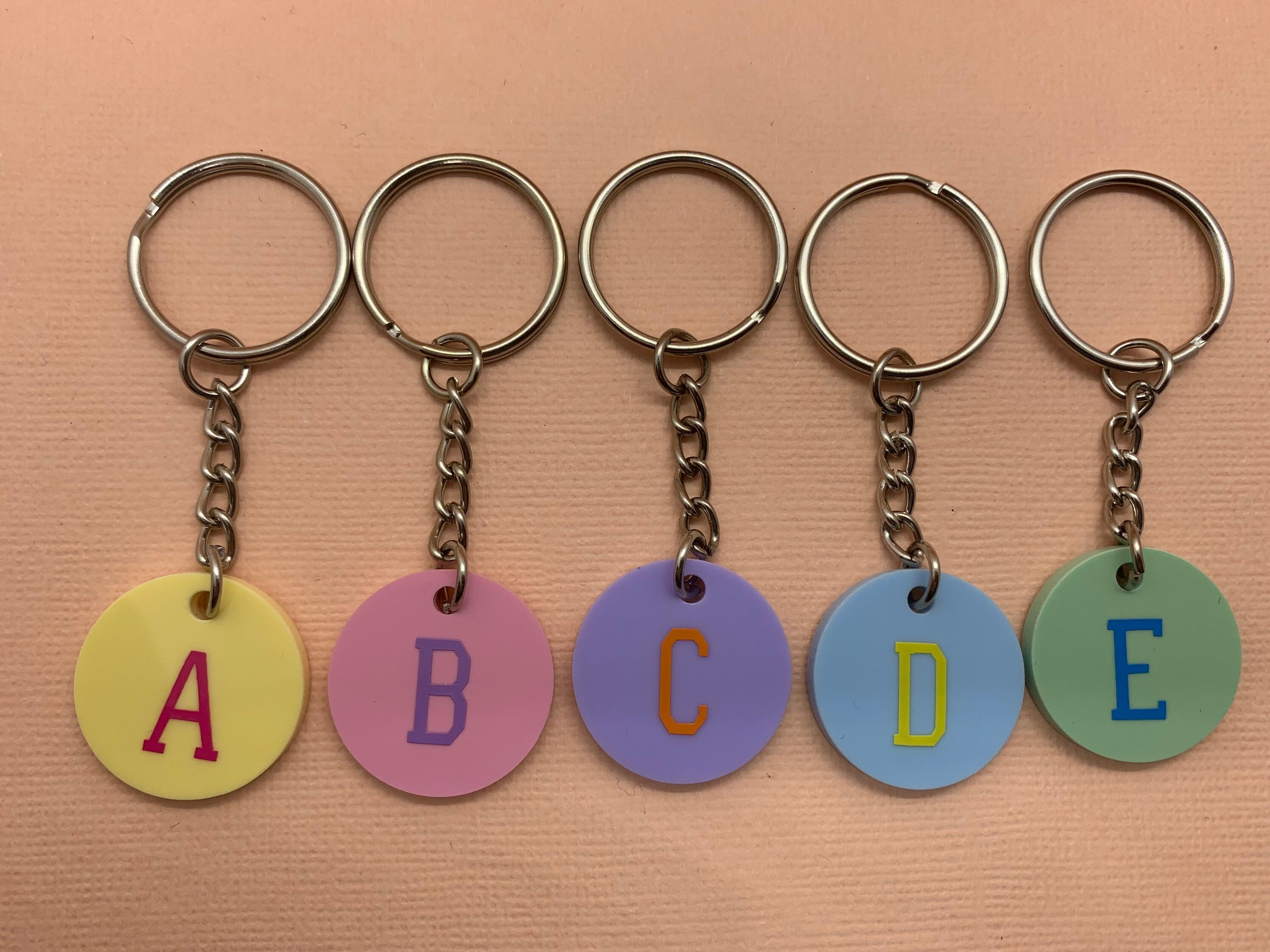 Cute Pastel Initial Keyring Bag Tag Kids Keyring Etsy