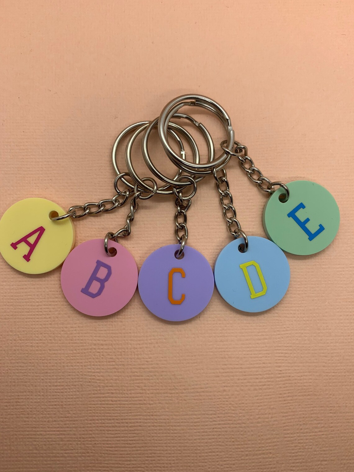 Cute Pastel Initial Keyring Bag Tag Kids Keyring Etsy