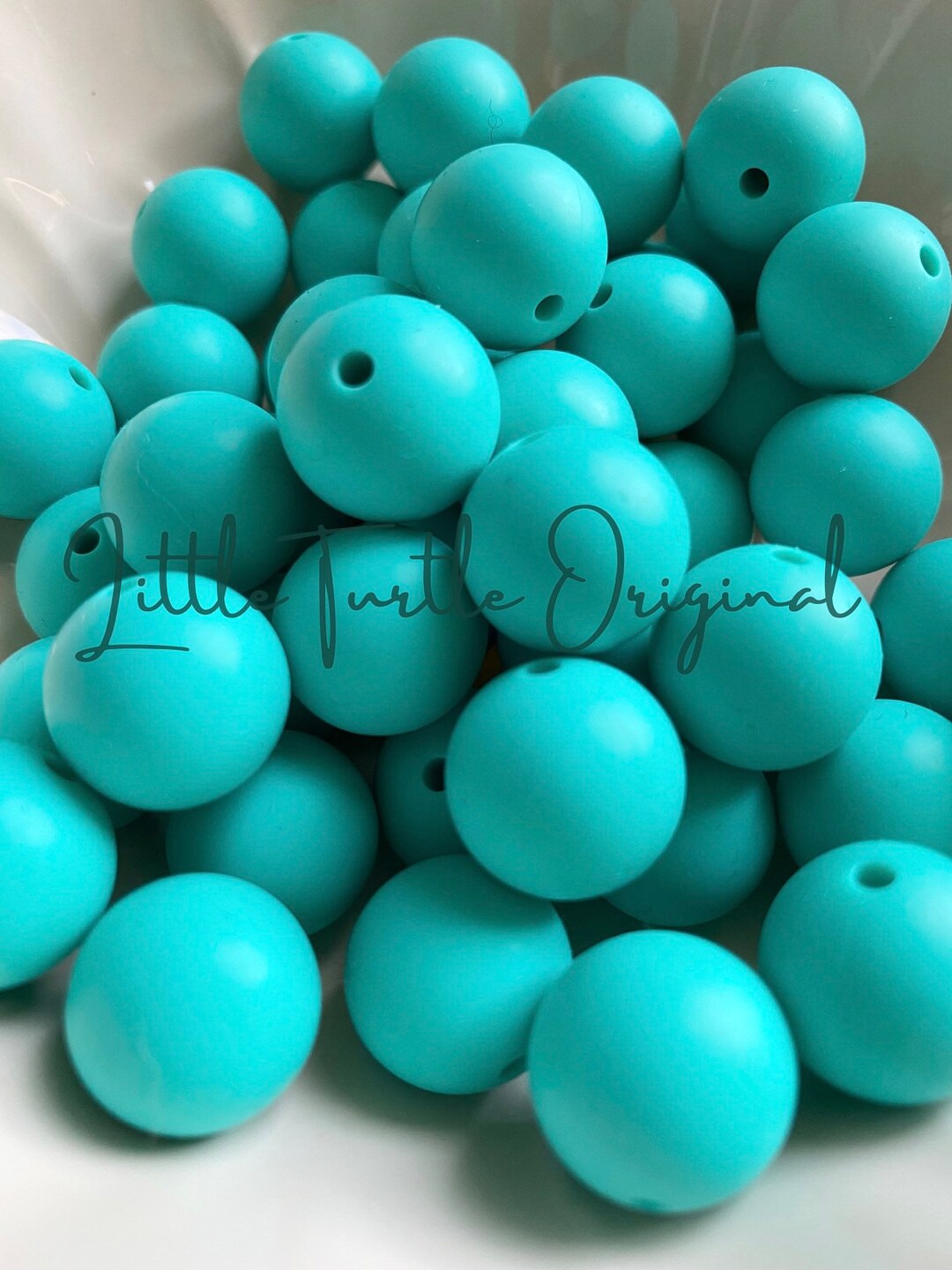 15mm Turquoise Blue Silicone Beads, Solid Color Silicone Beads