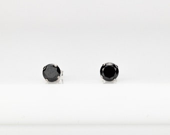 Vintage Black Moissanite Stud Earrings: 10k White Gold, 1.5ct Certified