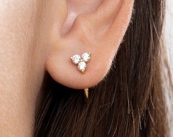 Orecchini A Polsino Placcato Oro Rosa Con Zirconi | Cuff Earring Senza Foro | Gioielli Eleganti Per Donna (Oro Bianco) - 4
