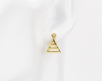 Förgyllt sterlingsilver triangulärt CZ smyckeset