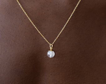 Blue Moonstone Necklace: Dainty Round Pendant, 14K Gold Filled