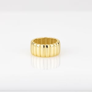 Dikke dikke geribbelde ring, Franse vintage, canelé-dessert, gewaagde ring, Parijse, statement, 5 6 7 8, uniseks, crème brule, gezwollen, bladerdeeg