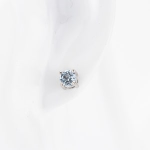 Blue Topaz Sterling Silver Studs: 5mm Round, December Birthstone