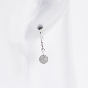 Grey moonstone drop earrings, natural labradorite, round, blue flash, dainty dangle, minimalist, boho, November birthstone, 925 silver