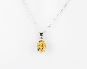 Oval cut citrine necklace, natural citrine pendant, genuine citrine stone, 925 silver citrine pendant, November birthstone, birthday gift