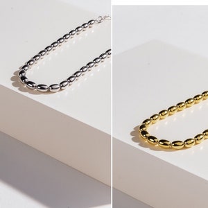 Bead chain bracelet, chunky gold chain, long rice chain, bean chain, adjustable length, boho chain, thick gold chain bracelet, 925 silver