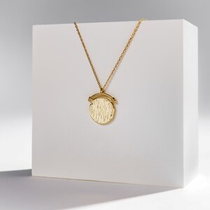 Backside view: "Harper," Gold Roman Coin Necklace: Vintage Medallion Arc Pendant, 925 Sterling Silver