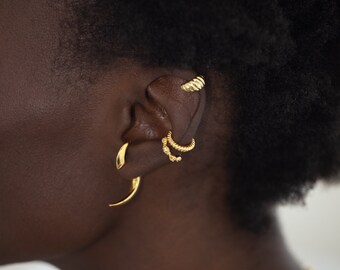 Double Sided Horn Earrings, Unique Ear Jacket, Bold Wrap