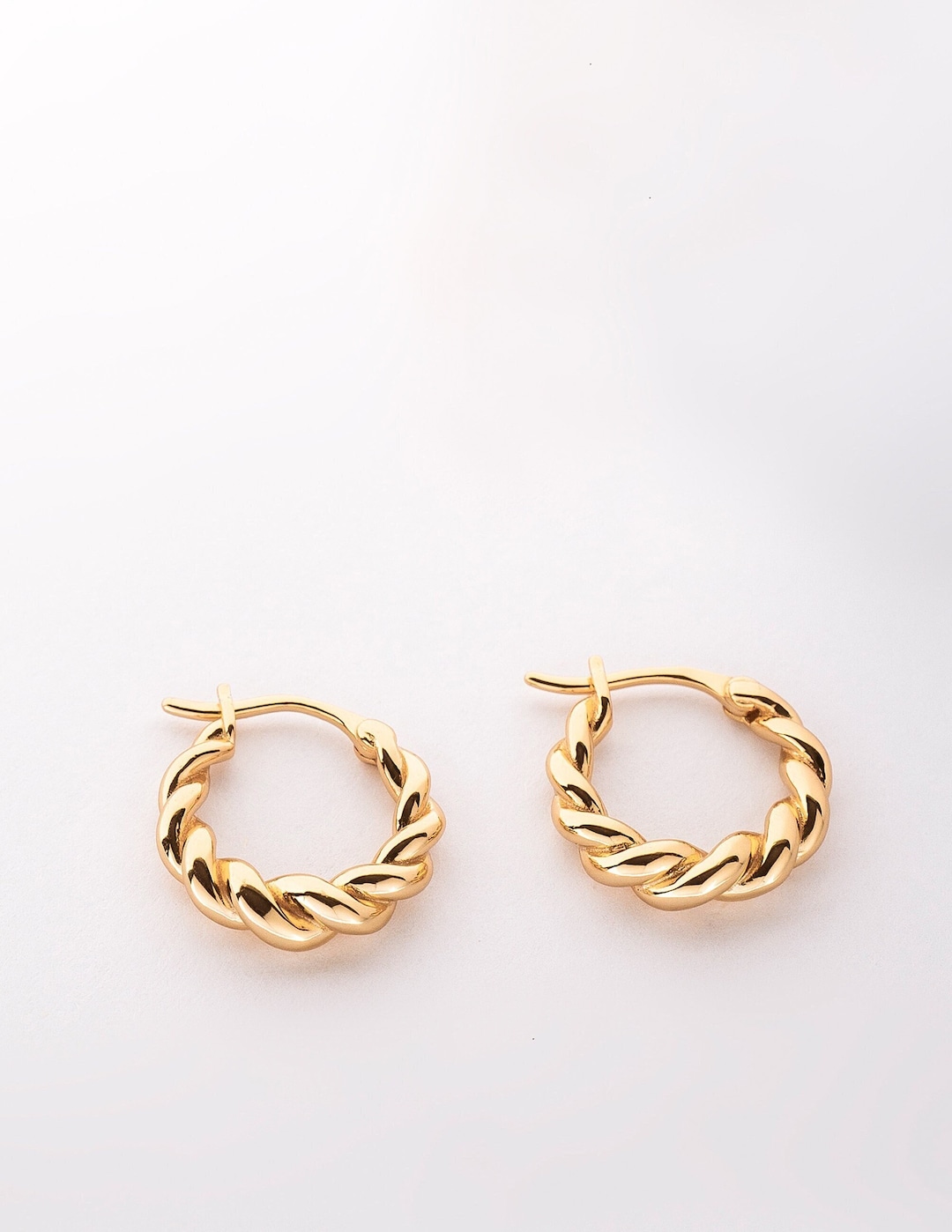 EMMA Gold Croissant Twist Rope Mini Dome Hoop Small Bold Earrings ...