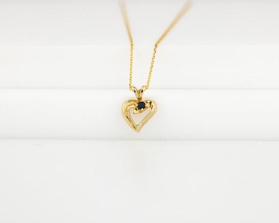 Sapphire Heart Pendant 10K Solid Gold 