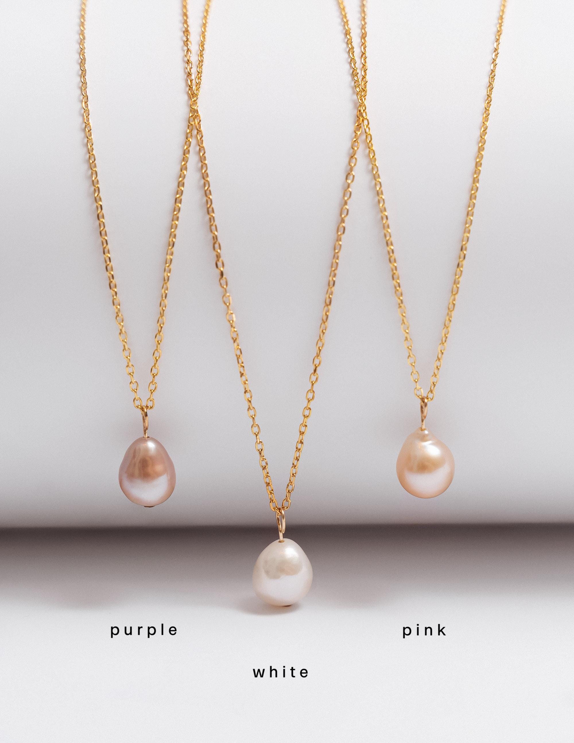 Lavender Edison Pearl Necklace: 925 Sterling Silver Teardrop Lavender Edison Pearl Necklace: 925 Sterling Silver Teardrop