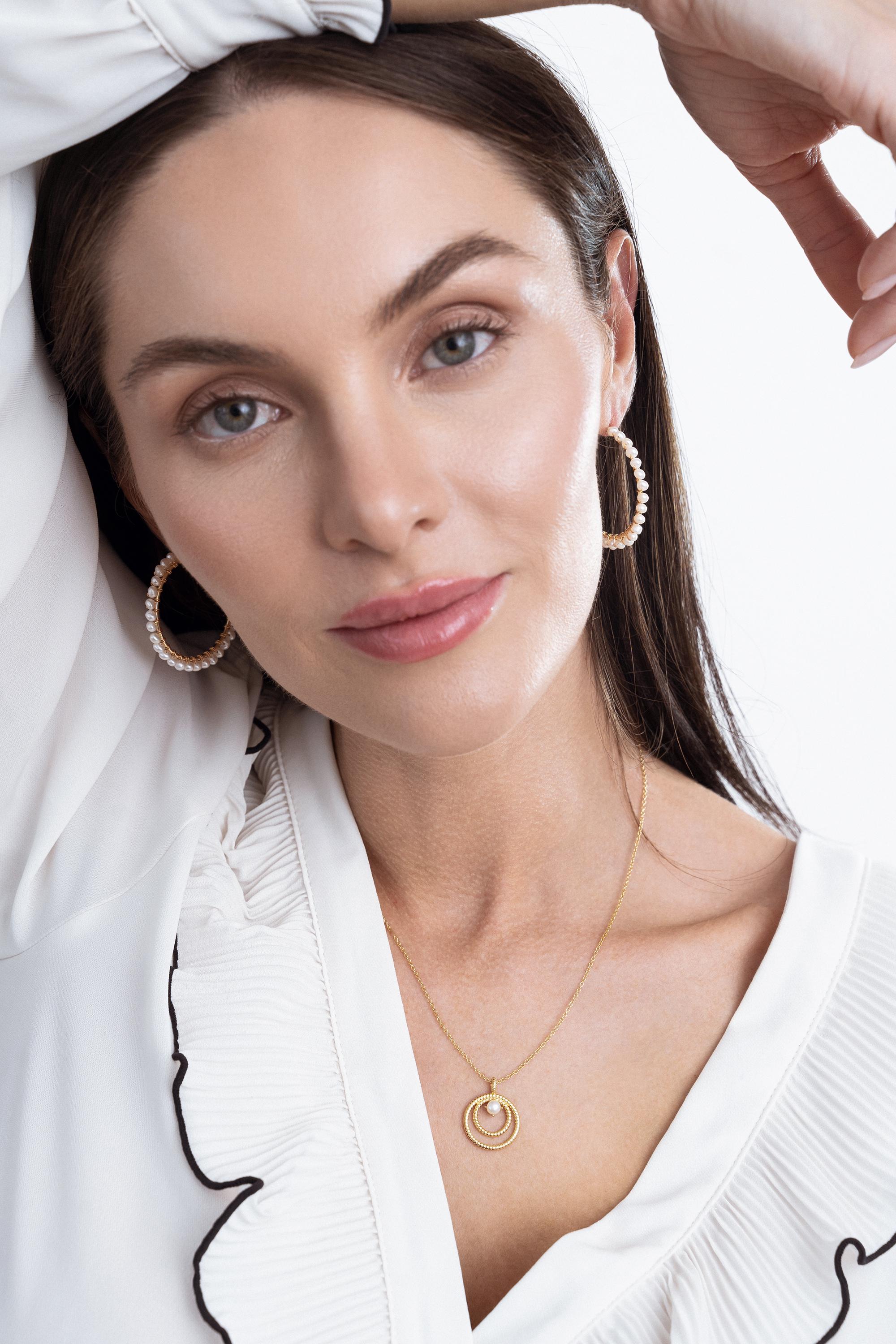 Orecchini a cerchio con perle barocche: argento sterling, stile vintage - Italia