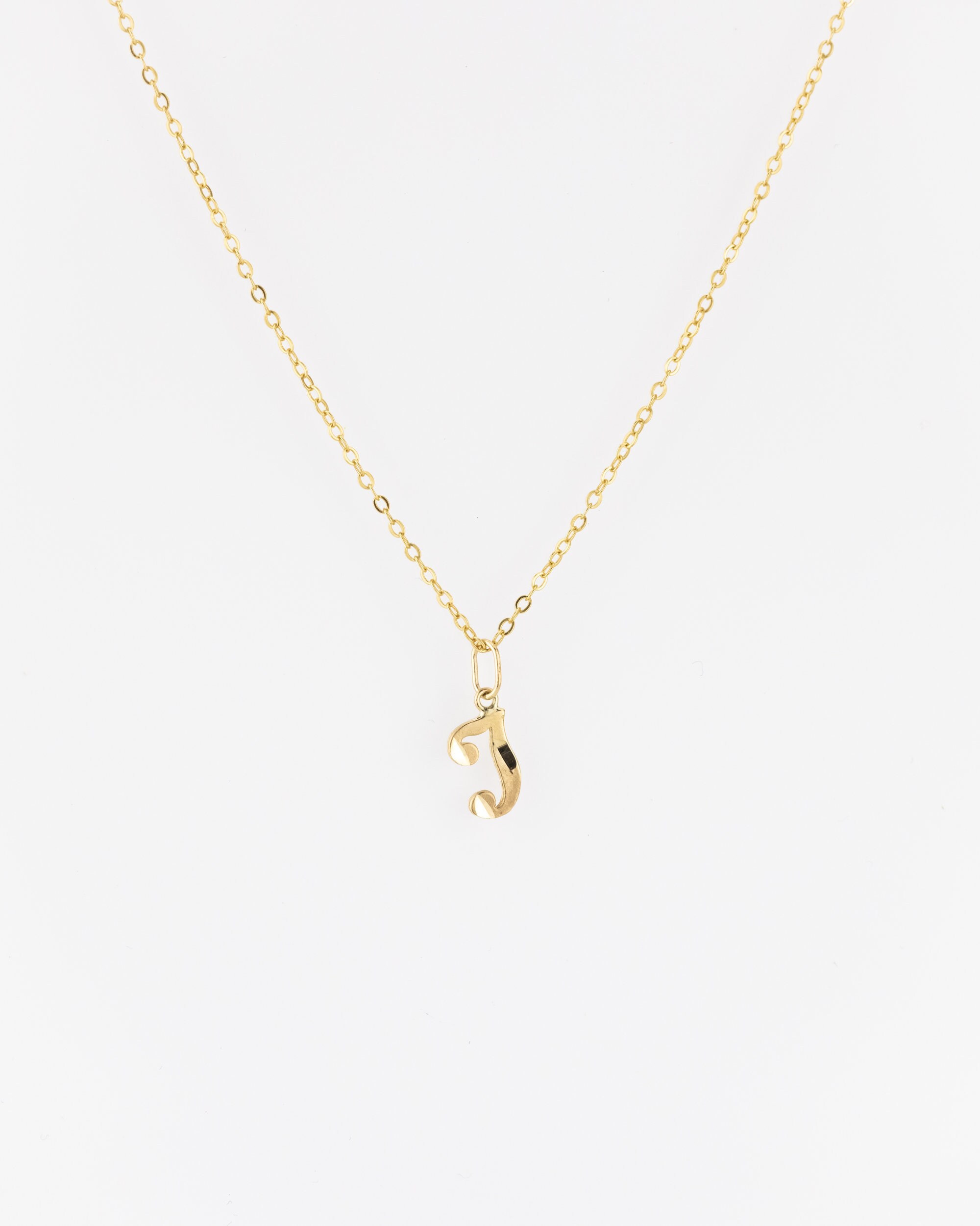 Tiny J Letter Pendant 10k Solid Gold J 