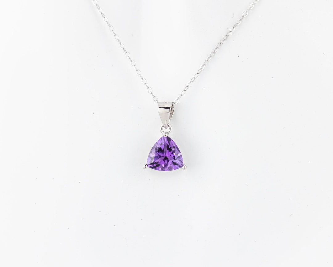 Natural Amethyst Necklace, Large Genuine Faceted, Trilliant Cut, Triangle,  Triangular Amethyst Pendant, February Birthstone, 925 Silver - Etsy