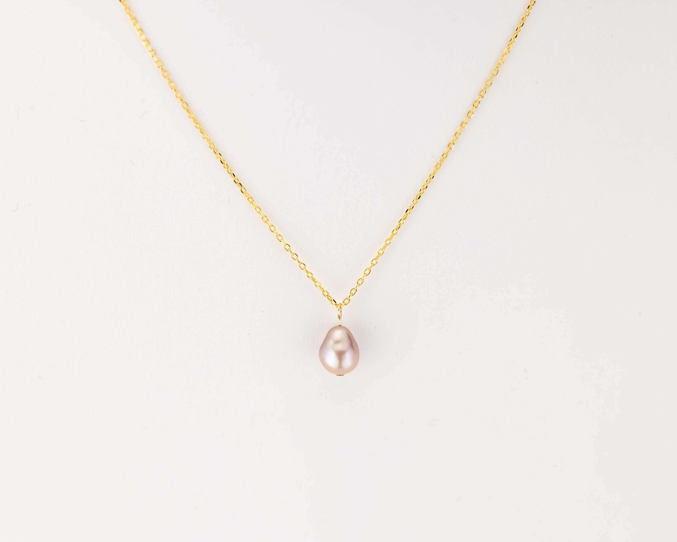 Lavender Edison Pearl Necklace: 925 Sterling Silver Teardrop