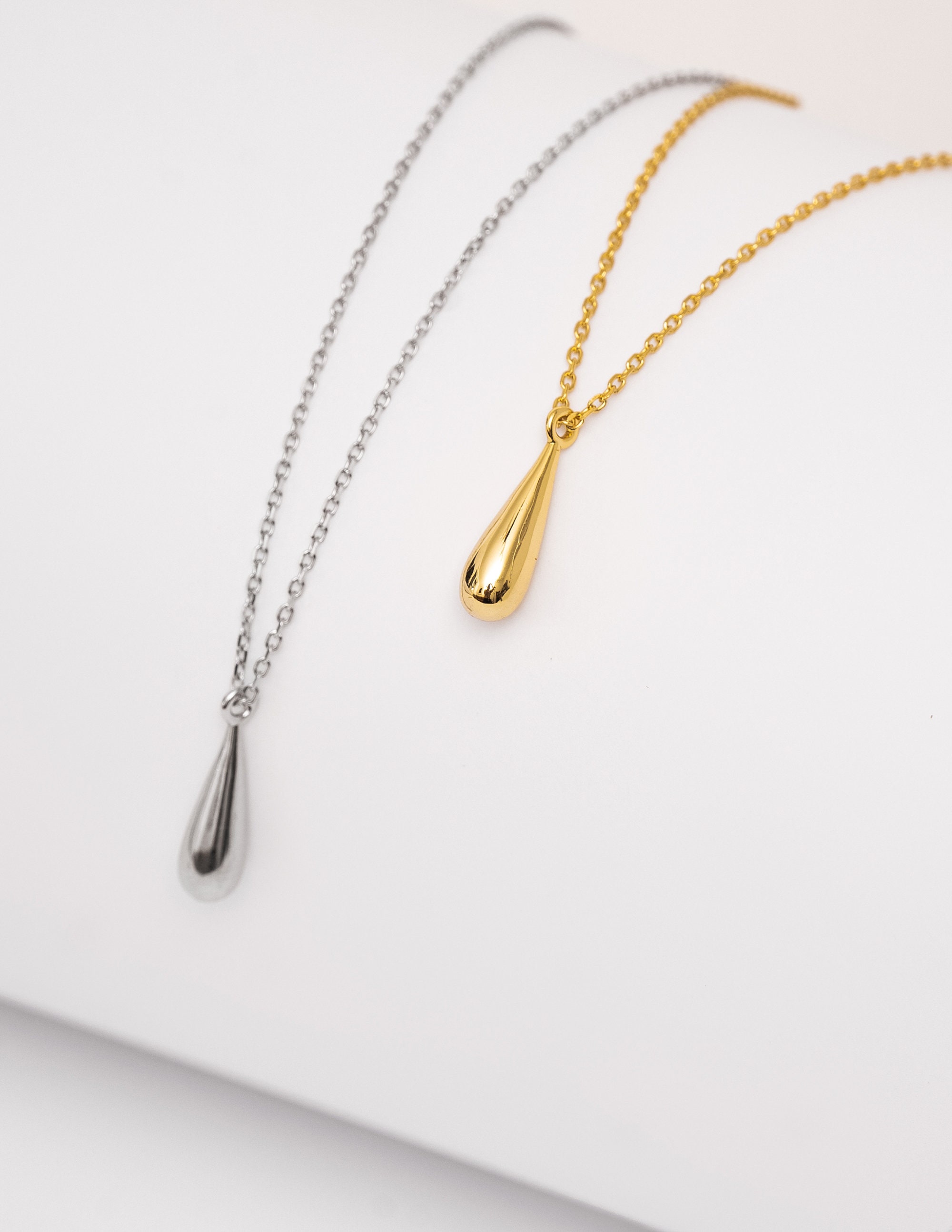 INDRA Abstract Water Tear Drop Pendant Necklace Droplet 925