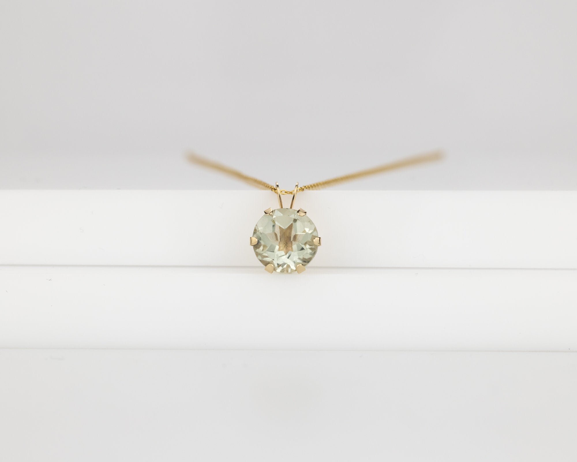 10K Gold Large Green Amethyst Statement 