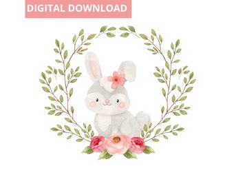 Commercial Use Bougie Bunnies PNG Sublimation JPG and PDF for Print Small Business Animal Print Easter Bunny Spring Printable Wall Art