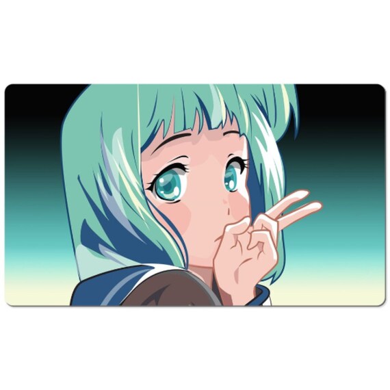 Japanese Anime Girl Peace Sign Fans Gift Deskmat - Etsy UK Japanese Anime Girl Peace Sign Fans Gift Deskmat - Etsy UK