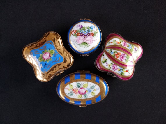 Vintage collection Limoges boxes, hand painted, originals created in France. Handmade trinket box. French porcelain collector. Peint main.