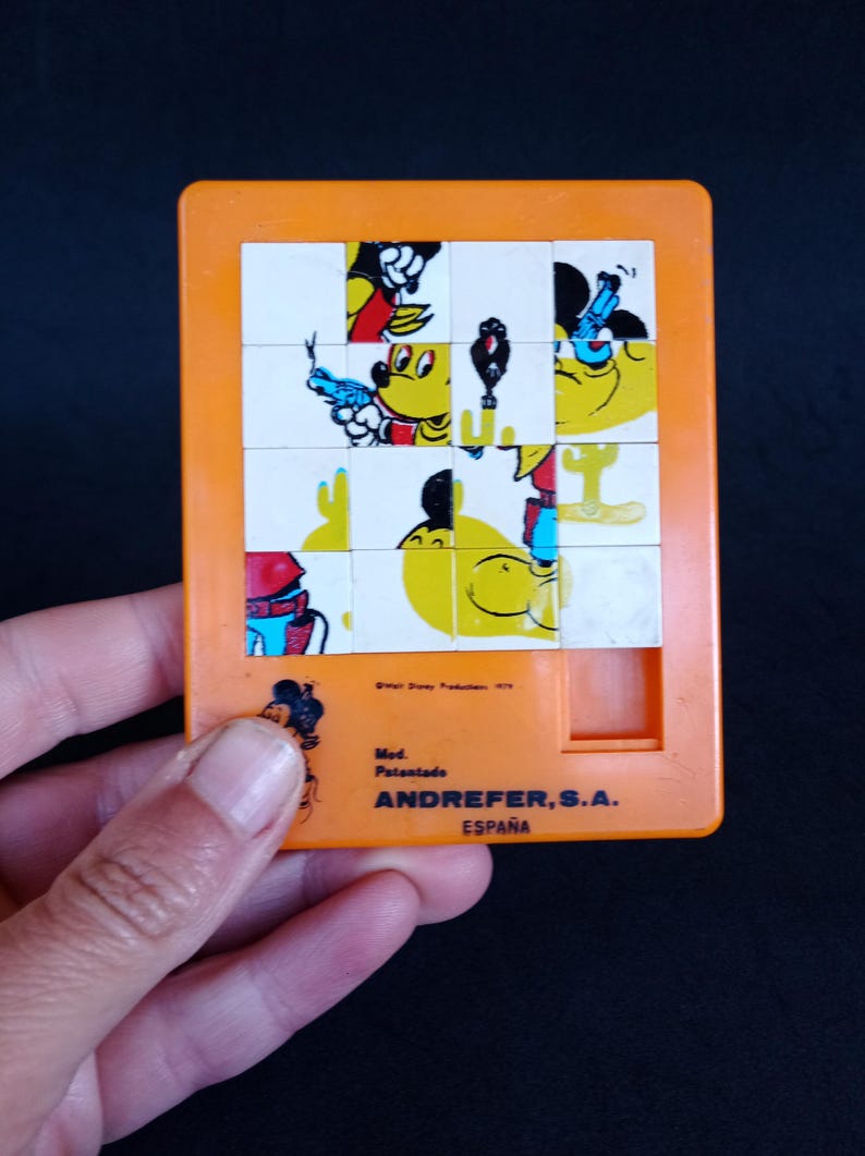 Toy Riddles Walt Disney Vintage Andrefer Mickey Mouse Cowboy West Western Puzzle ...