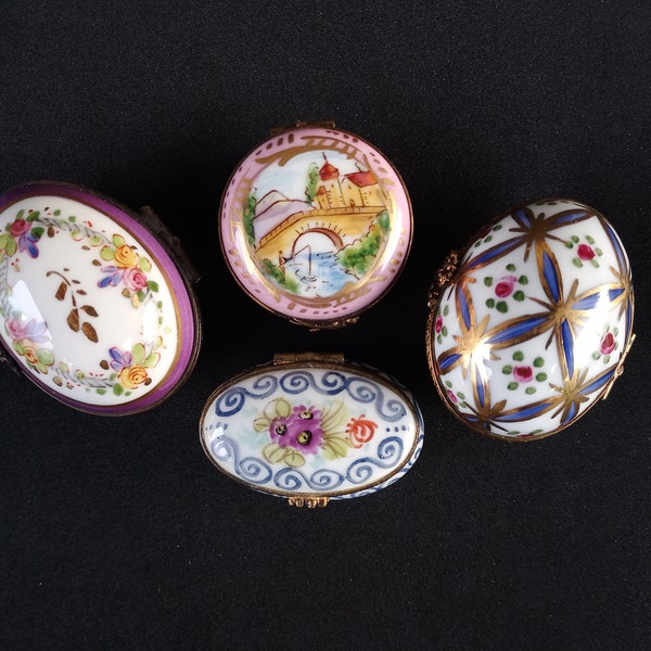 Boîtes de collection Limoges vintage, peintes à la main, originales créées en France. Boîte à bibelots faite à la main. Collectionneur de porcelaine française. Peinture principale.