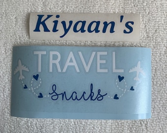 Decal - Personalised Travel Snack Box Sticker // custom lunchbox label, snack box decal, travel box, name sticker, vinyl decal