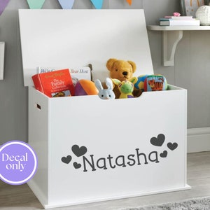Naamsticker speelgoeddoos // gepersonaliseerde naam, vinylsticker voor kinderkamermuur, bed- of deurlabel, aangepaste naamsticker, doe-het-zelf kinderkamerinrichting
