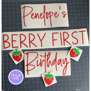 Berry First Birthday Personalised Backdrop Sticker // balloon display, party decor, name vinyl, diy berry themed birthday, acrylic display