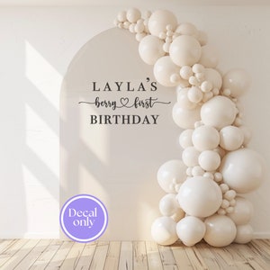 Berry First Birthday Personalised Backdrop Sticker // balloon display, party decor, name vinyl, diy berry themed birthday, acrylic display