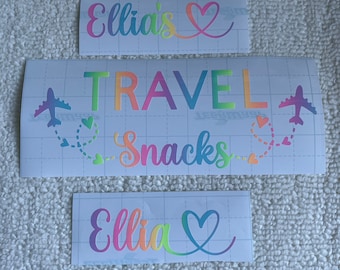 Personalized Travel Snack Box Vinyl Decal: Custom Name Sticker