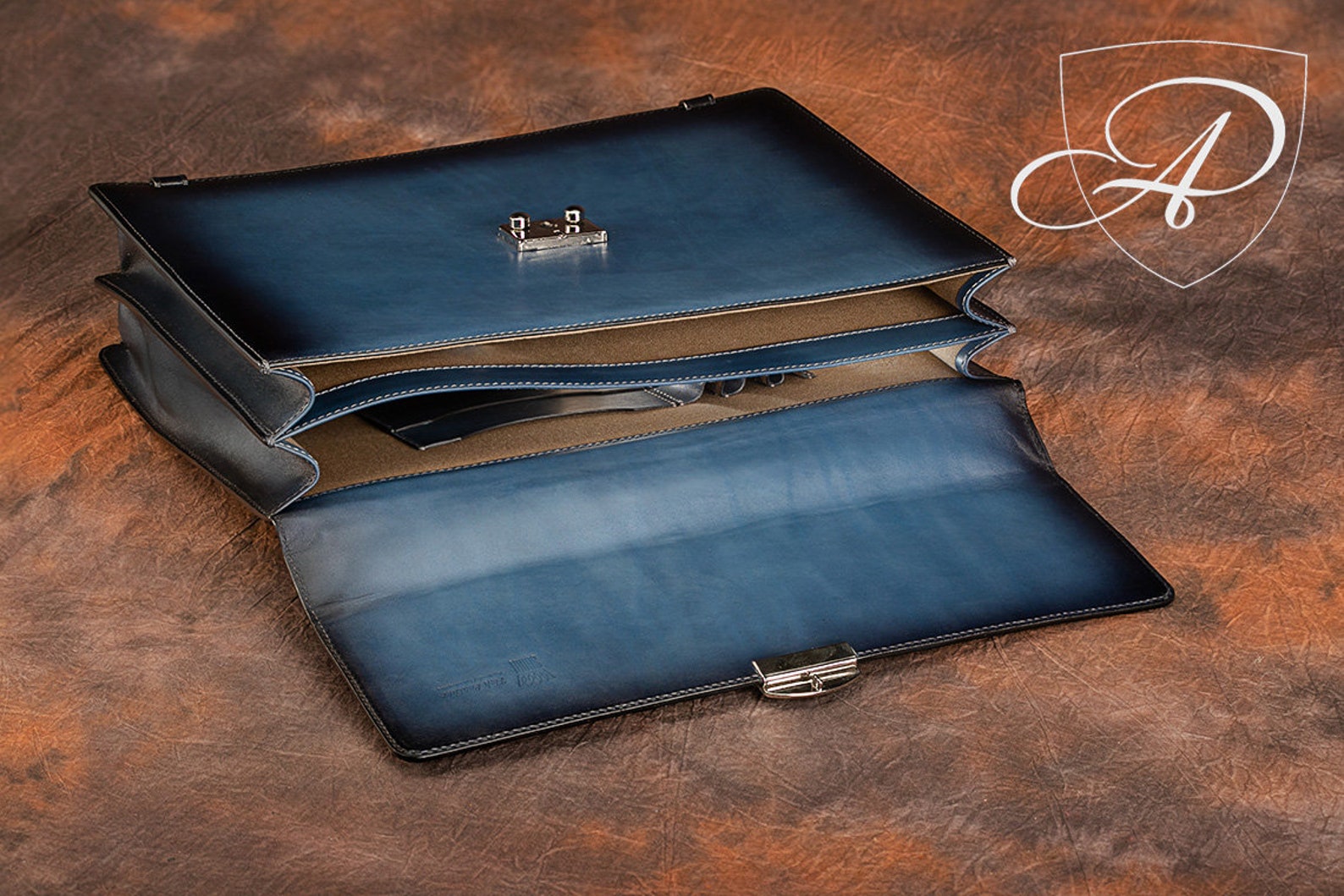 Navy Leather Briefcase. Business Briefcase for Men. Luxury Etsy UK