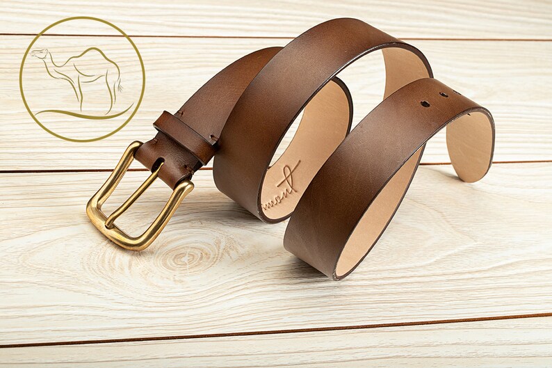 Beige Leather Belt with Bronze Buckle Gift for Wedding Handmade. Design Belt for men Camel leather Belt for Jeans Luxury gift for Him