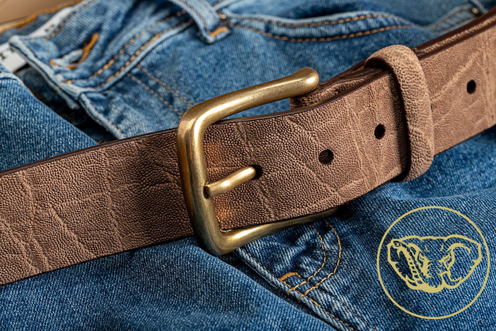 Beige Elephant Leather Belt. Belt for Jeans With Bronze Etsy UK