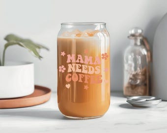 Mama Needs Coffee Glass, Mama Glass, Mama Gifts, Mama Gift, Mama accessories, Mama Iced Coffee Glass, Libbey Glass, Iced Coffee Glasses