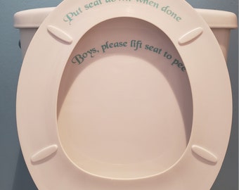 Funny toilet vinyl decal set - don't pee on seat, lift seat, put seat down, remember to flush, bathroom decals