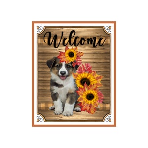 Fall Dog Sign - 8x10 indoor/outdoor aluminum Door hanger, wall sign, wreath sign, metal sign, Decoration, Fall Decor, Farmhouse sign