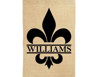 Fleur De Lis Personalized Garden Flag Welcome Sign with Family Name Décor Rustic Country Décor Custom Welcome House Flag Customize Yard Flag
